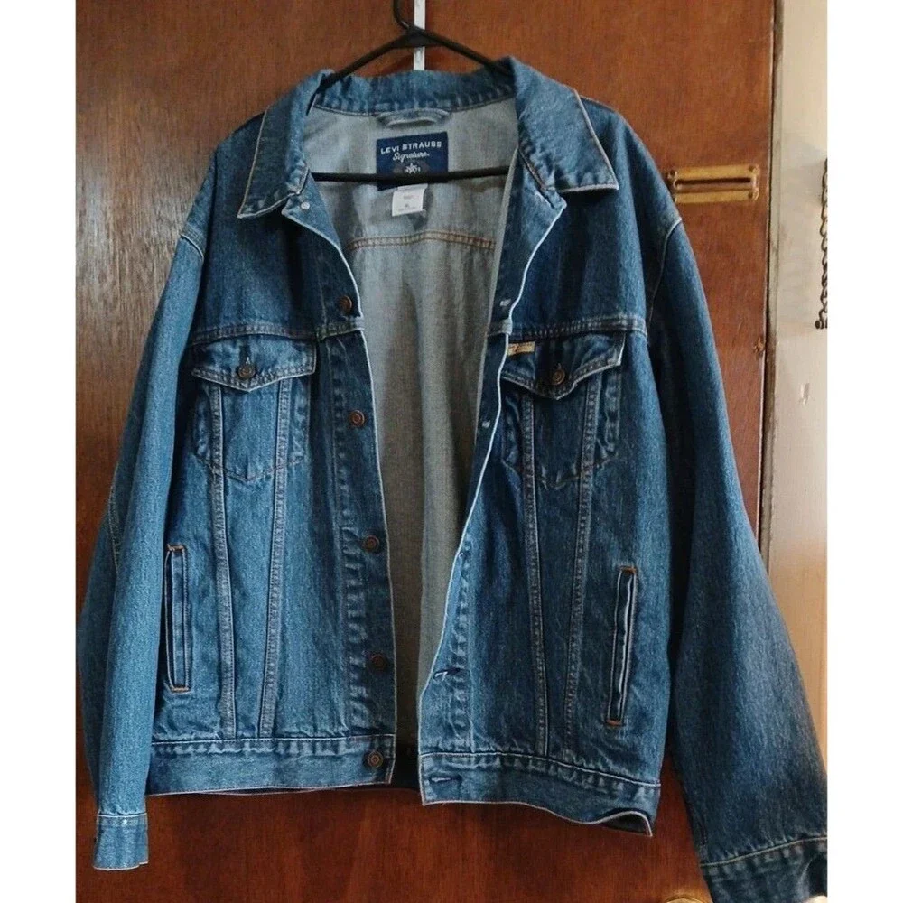Levi Strauss Signature 1873 Men's Button-Up Denim Trucker Jean Jacket Blue XL